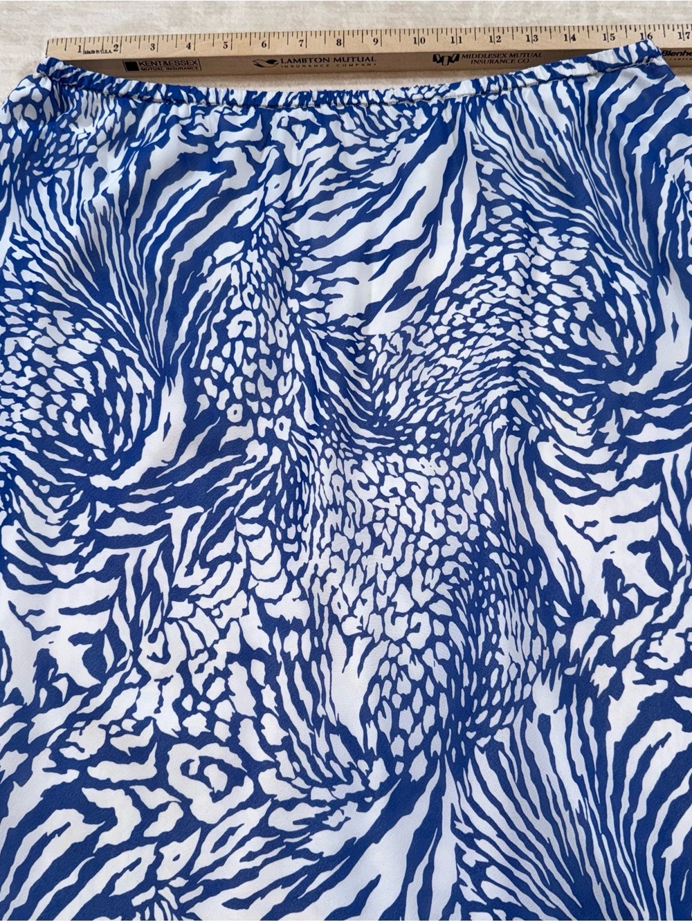 Blue & White Printed Midi Skirt — Flowy A-Line - Picture 8 of 11